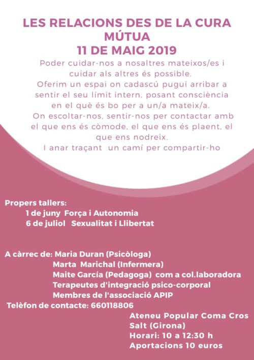 Dels sentits a la comunicació – 1r taller: Les relacions des de la cura mútua