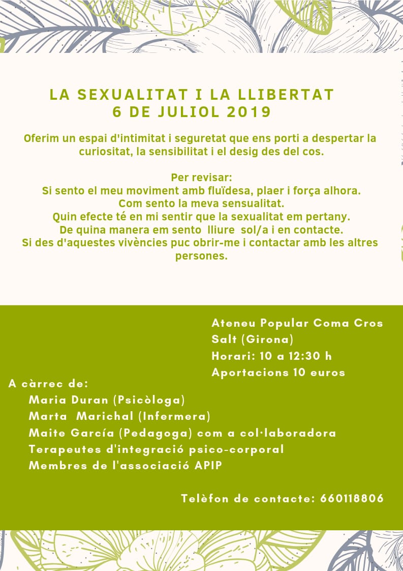 Dels sentits a la comunicació – 3r taller: Sexualitat i llibertat